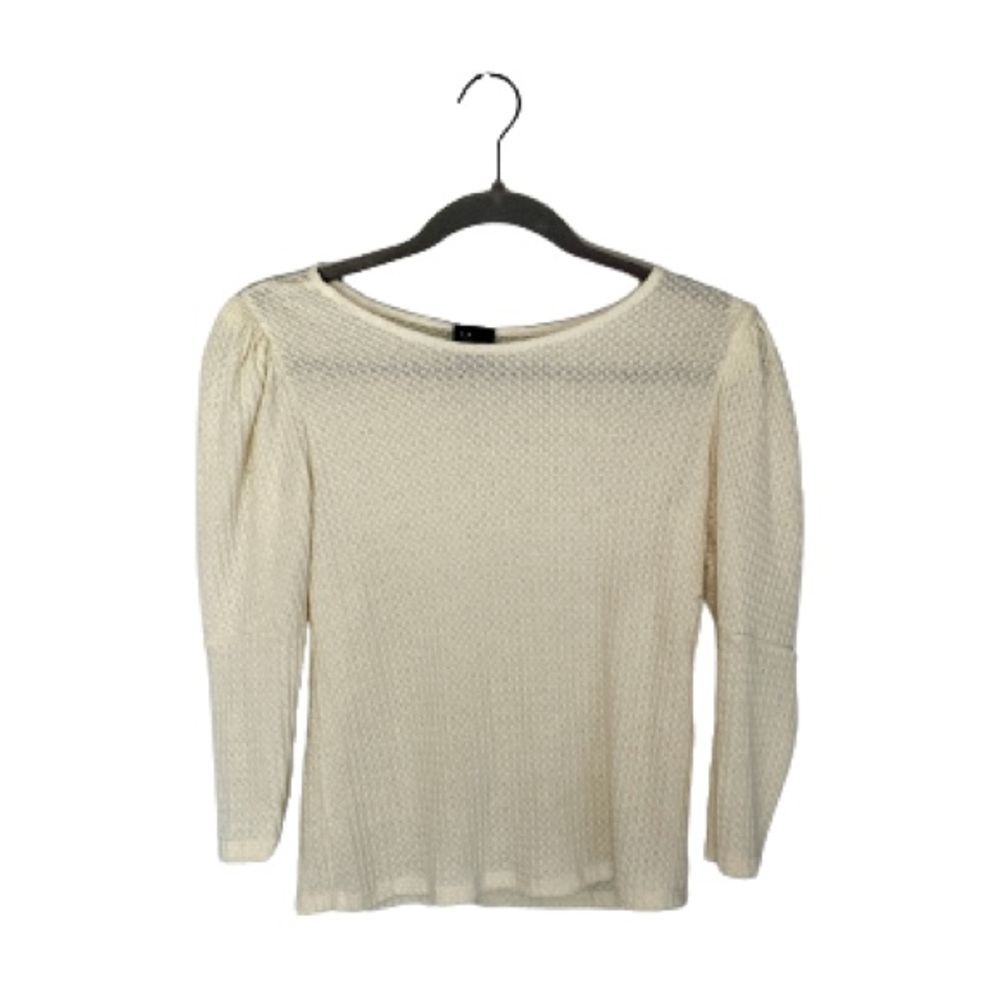 W5 Anthropologie White Textured Puff Sleeve Blouse Size Small